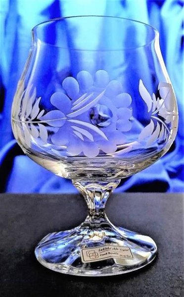 LsG-Crystal Skleničky broušené na koňak dekor Růže dárkové balení satén Ina-284 250 ml 6 Ks.
