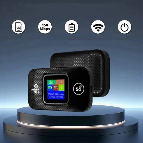 PŘENOSNÝ MOBILNÍ MODEM S ROUTEREM NA SIM KARTU 4G 300 MBPS, ČERNÝ Hloubka 580 mm
