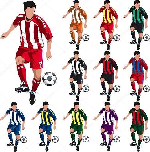 Stáhnout - Fotbalista s alternativní košili barvy pro projektanty. — Ilustrace