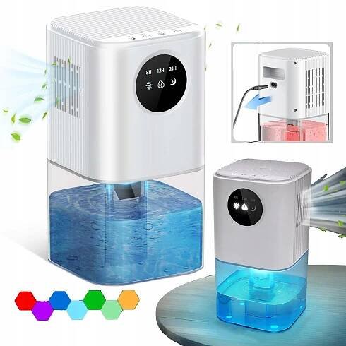 LED ODVLHČOVAČ VZDUCHU 7BAREVNÉ NOČNÍ SVĚTLO TICHÝ PROVOZ 1700 ML