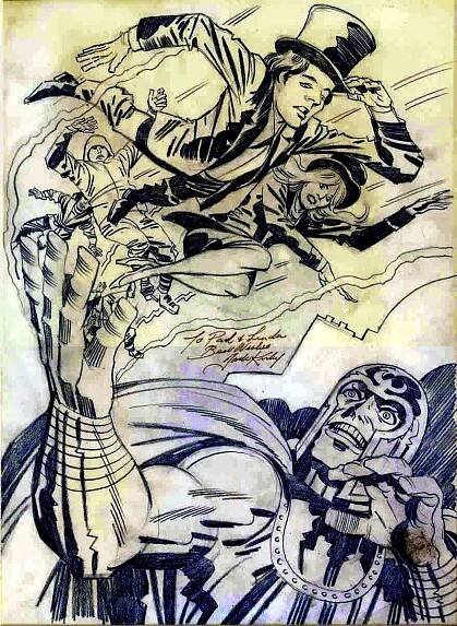 Paul and Linda McCartney with Magneto, by Jack Kirby (inked)