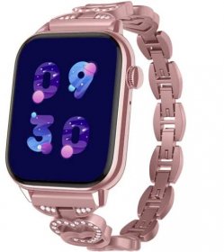 Chytré hodinky Madvell Pulsar s bluetooth voláním a EKG růžová s kovovým řemínkem srdíčka
