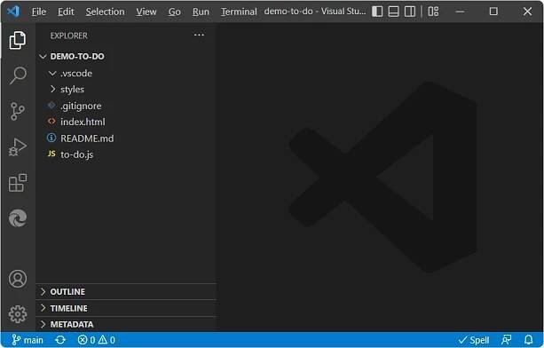 Opened the demo-to-do folder initially