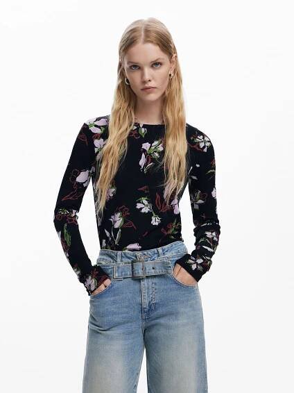 Desigual Tričko – černá: přední strana