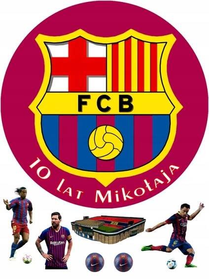 OPLATEK NA DORT 20 CM - LEGENDY FC BARCELONA POSTAVY + DÁREK TEKST