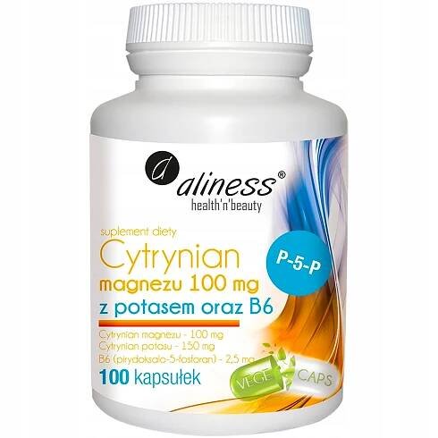 Aliness citrát hořečnatý 100 mg s draslíkem a B6 100 kapslí