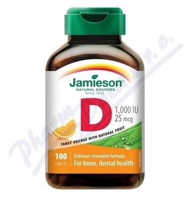 Jamieson Vitamin D3 1000 IU pomeranč—100 cucacích tablet - Kapka Zdraví