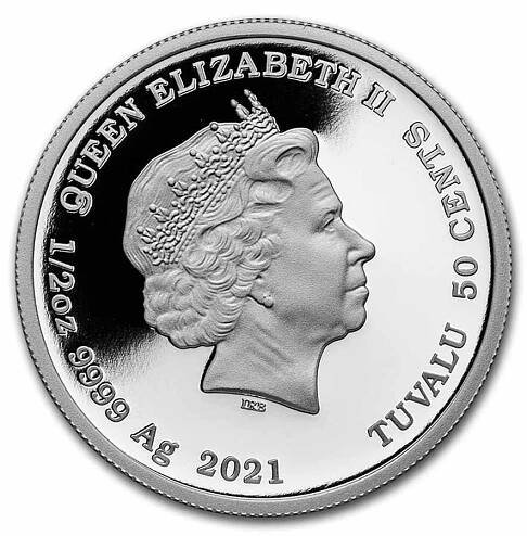 Perth Mint 2021 Tuvalu 1/2 oz Silver 007 Diamanty Jamese Bonda jsou navždy - Zlato pro radost