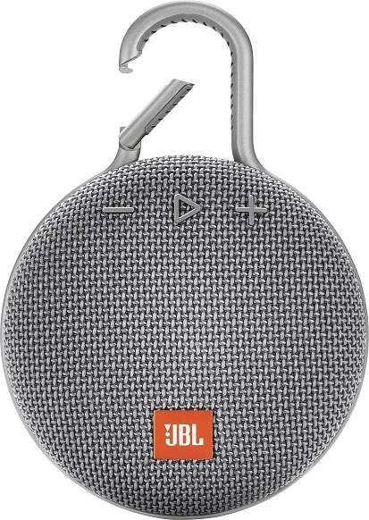 Bluetooth® reproduktor JBL Clip 3 hlasitý odposlech, outdoor, odolná vůči stříkající vodě, šedá