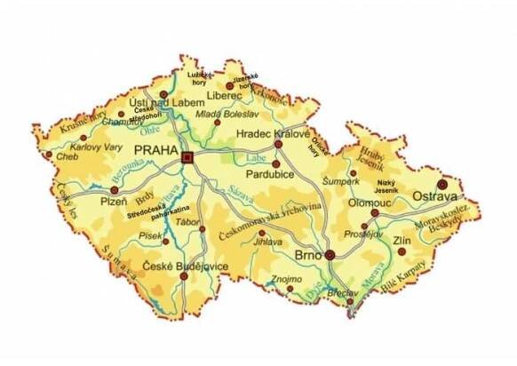 a map of the region of prah in germany with all its roads and major cities