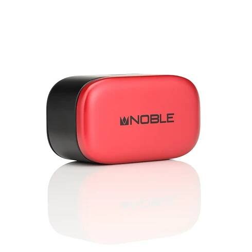 Noble Audio FoKus Amadeus TWS earphones charging case closed sitting logo faced out whitebox