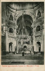Praha - Vnitřek pravoslavného kostela sv. Mikuláše, prošlá, 1907
