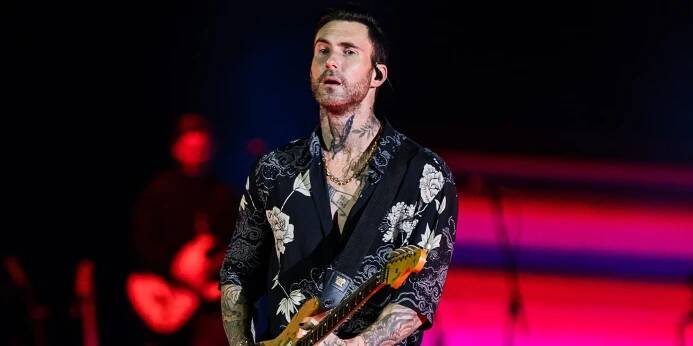 Singer Adam Levine of Maroon 5 performs live on stage at Allianz Parque on April 5, 2022 in Sao Paulo, Brazil