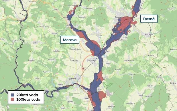 Záplavové mapy: Sázava, Svratka a další. V kritických oblastech hrozí i stoletá voda