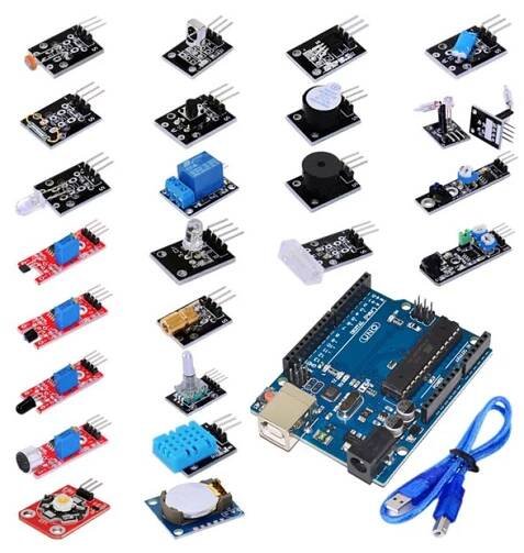Senzor kit - 24 elektronických modulů + precizní klon Arduino UNO R3 - HWKITCHEN