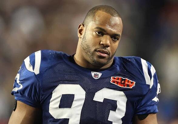 Dwight Freeney #93 of the Indianapolis Colts looks on