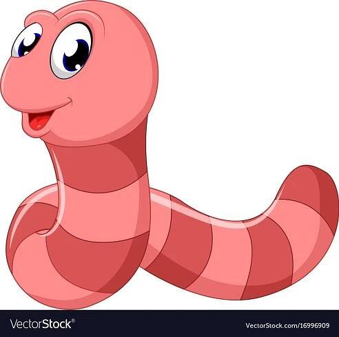 a pink worm cartoon character with big eyes and long legs, looking at the viewer