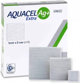 Convatec Aquacel Ag+ Extra krytí s technologií hydrofiber a se stříbrem, 5 ks Rozměr: 20 x 30 cm