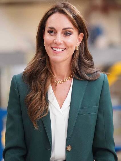 Catherine, Princess of Wales during a visit to AW Hainsworth, a family-owned heritage textile mill which was established in 1783 and manufactures British woollen cloth, high-performing technical textiles, and fabrics