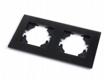 Rámeček zásuvkový dvojnásobný skleněný - černý