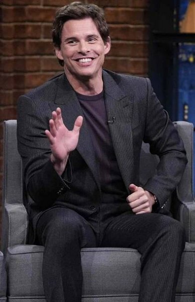 James Marsden during an interview with host Seth Meyers