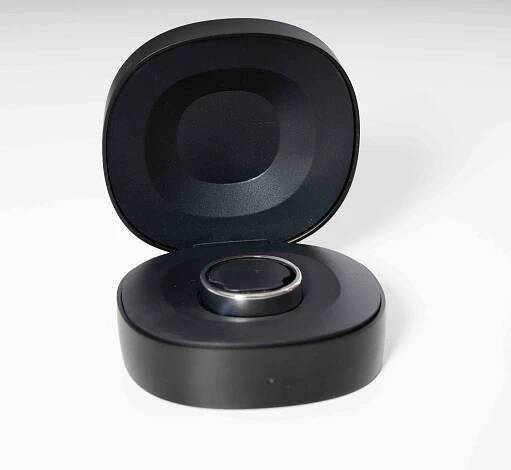 The RingConn Gen 2 in its portable charging box