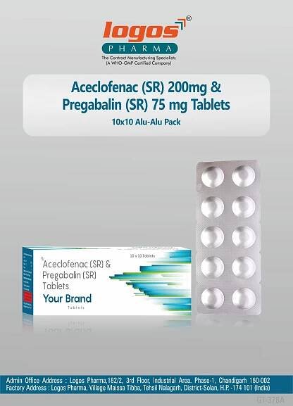 Aceclofenac (SR) 200 mg + Pregabalin (SR) 75 mg (Bilayered) Tablet – Logos Pharma