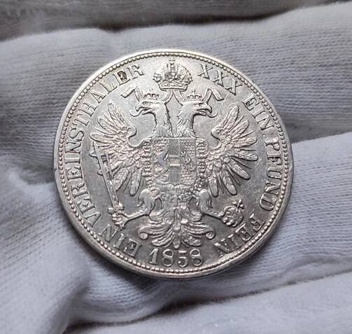 1 tolar 1858 A, Vídeň, František Josef I. ( 1848-1916 )