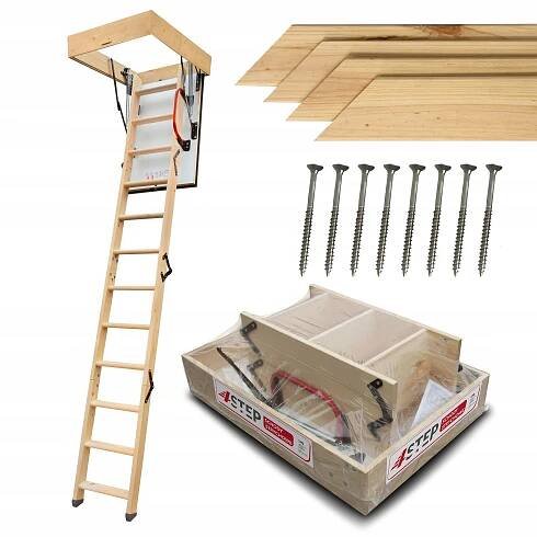 PASIVNÍ Půdní schody EXTRA 0,86 W/m2K 46 mm 90x80 Šrouby Lišty KOMPLET
