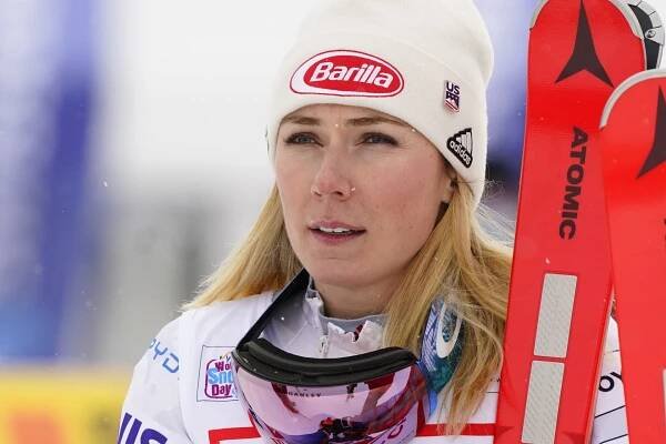 Americká lyžařka Mikaela Shiffrinová na závodech ve Švýcarsku v prosinci 2021.