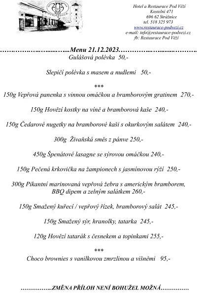 Menu21.12 - Hotel pod Věží