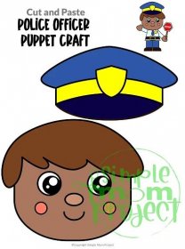 Printable Police Officer Paper Bag Puppet Community Helper Craft for Kids Preschooler Toddler