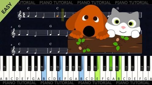 Kočka leze dírou - noty - pro začátečníky (easy piano tutorial | klavír ...