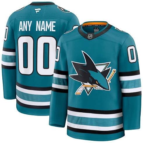 San Jose Sharks Fanatics Home Premium Custom Jersey - Teal