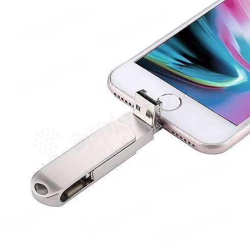 Flash disk 32 GB 3v1 pro Apple iPhone / MacBook a další zařízení - Lightning / USB / USB-C - kovový - stříbrný (1)