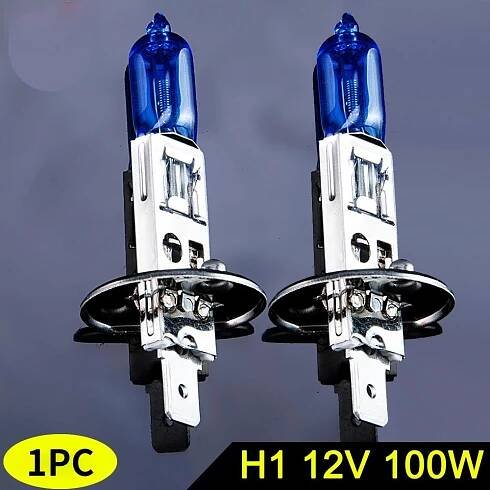 1PC halogenová žárovka H1 12V 100W 5000K 2200Lm Auto Light Light Tmavě modrá Quartz Glass Auto Light Lampa