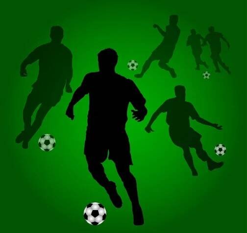 Zelené fotbal hráče siluety — Stock obrázek