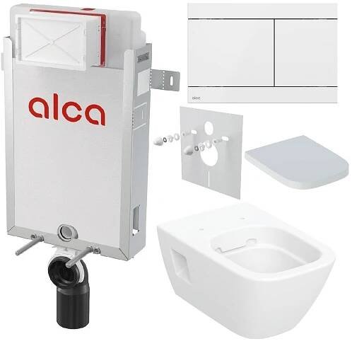 Alcadrain Set modulu k zazdění, Geberit WC, sedátka a tlačítka, bílá KAE100