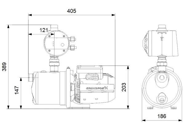 Vodárna Grundfos JP 4-47 PM1 1x230V 50Hz 1,5m SCHUKO HU