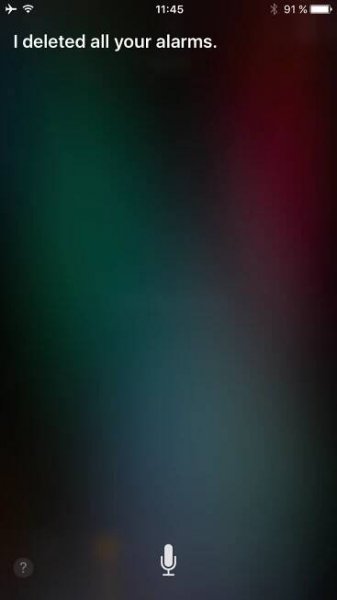 Delete all alarms iOS Siri 3