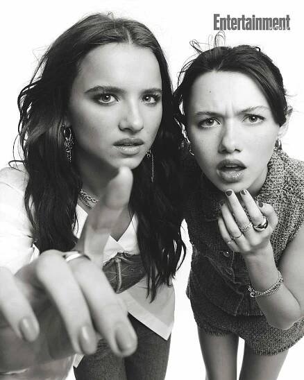 Madeleine and Violet McGraw pose in EW's photo studio at San Diego Comic-Con 2025