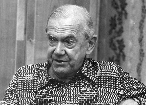 Portrait of Graham Greene looking at side - 1975