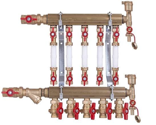 GE555-sestava - Sestava rozdělovače s měřením spotřeby tepelné energie pro více bytů. Skříň není součástí.