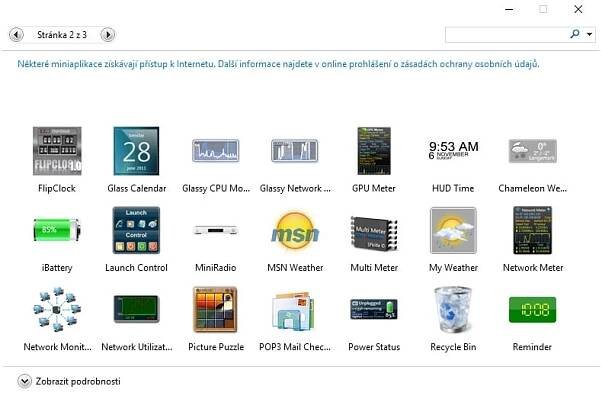 Miniaplikace na plochu Windows 10 13