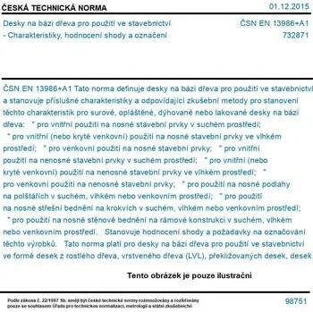 ČSN EN 13986+A1 - Desky na bázi dřeva pro použití ve stavebnictví - Charakteristiky, hodnocení shody a označení - Tisk