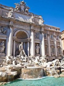 Trevi fountain during a sunny day, rome, italy