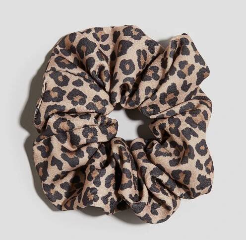 Patterned Scrunchie - Brown/leopard print