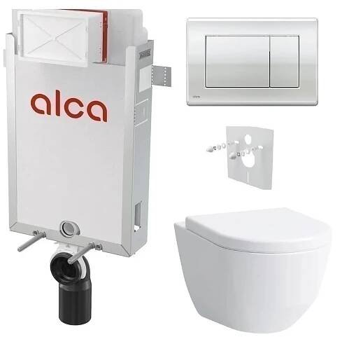 Alcadrain Set modul k zazdění, WC Pro, sedátko s tlač.chrom lesk M271 KAE058