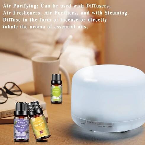 PHATOIL 10Pcs Fragrance Oil for Air Fresh Diffuser Humidifier Massage DIY Perfume Mandarin Sea Breeze Coconut & Vanilla Essential Oil Gift Sets