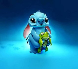 Cute Disney Stitch With Frog Wallpaper